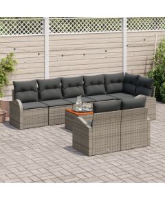vidaXL 9-częściowy zestaw sof ogrodowych z poduszkami Szary Polirattan Akacja Dārza mēbeļu komplekti