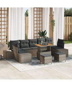 Vidaxl 10-częściowy zestaw sofy ogrodowej z poduszkami szary polirattan Dārza mēbeļu komplekti