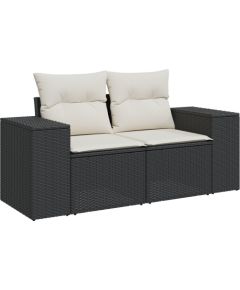 Vidaxl 10-częściowy zestaw sofy ogrodowej z poduszkami czarny polirattan akacja Dārza mēbeļu komplekti