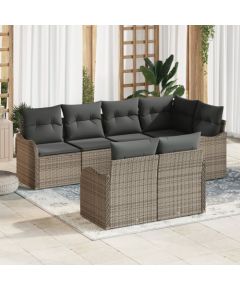 Vidaxl 7-częściowy Zestaw Sof Ogrodowych z Poduszkami Szary Polirattan Dārza mēbeļu komplekti