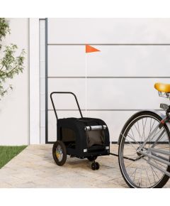 vidaXL Czarny Wózek dla Zwierząt Czarny Metal, Tkanina 124 x 53 x 53 cm Suņu un kaķu transport somas