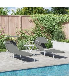 vidaXL Składane leżaki ogrodowe 2 szt. z daszkiem Szary tkanina Oxford 600D Шезлонги и пляжные стулья