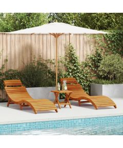 vidaXL 3-częściowy leżak słoneczny z bocznym stołem z litego drewna akacjowego Шезлонги и пляжные стулья