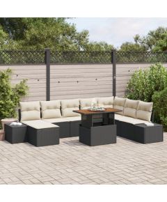 vidaXL Zestaw sofy ogrodowej 9-częściowy z poduszkami czarny polirattan Dārza mēbeļu komplekti