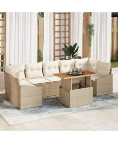 vidaXL Zestaw Sof Ogrodowych 8-częściowy z Poduszkami Beżowy Rattan Dārza mēbeļu komplekti