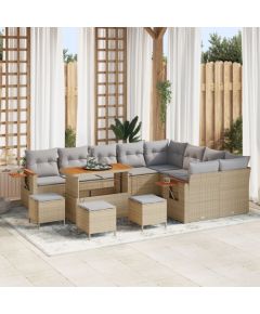 vidaXL 13-częściowy zestaw sofy ogrodowej z poduszkami Beżowy Polirattan Akacja, vidaXL 4-częściowy zestaw do jadalni ogrodowej z poduszkami Beżowy Polirattan Akacja Dārza mēbeļu komplekti