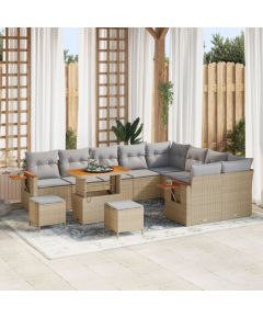 vidaXL Zestaw Sofy Ogrodowej 12-częściowy z poduszkami Beżowy Rattan Akacja, vidaXL Zestaw 3-częściowy Zestaw do Dań Ogrodowych z poduszkami Beżowy Rattan Akacja Dārza mēbeļu komplekti