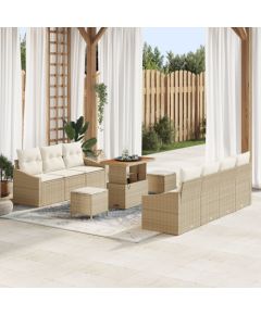 vidaXL zestaw sof ogrodowych 10 elementów z poduszkami bezowy rattan akacja, vidaXL 2-osobowa sofa ogrodowa z miejscem na schowek i poduszkami beżowy rattan, vidaXL 3-częściowy zestaw jadalny ogrodowy z poduszkami beżowy rattan akacja Dārza mēbeļu komplekti