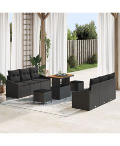 Zestaw Sofowy vidaXL 9 Częściowy z Poduszkami Czarny Polirattan Akacja, Zestaw Sofowy vidaXL 2-osobowy z Magazynem i Poduszkami Czarny Polirattan, Zestaw do Jadalni w Ogrodzie vidaXL 3-częściowy z Poduszkami Czarny Polirattan Akacja Dārza mēbeļu komplekti