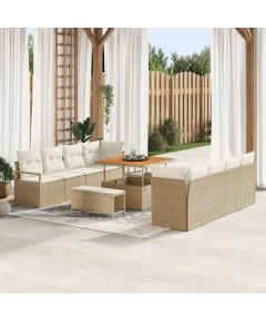 vidaXL Zestaw Sofy Ogrodowej 11 Elementów z Poduszkami Beżowy Polirattan Akacja, vidaXL 2-osobowa sofa ogrodowa z miejscem do przechowywania i poduszkami Beżowy Polirattan, vidaXL Zestaw Jadalny Ogrodowy 3 Elementy z Poduszkami Beżowy Polirattan Akacj Dārza mēbeļu komplekti