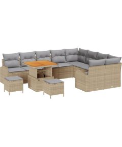 vidaXL 12-częściowy zestaw sof ogrodowych z poduszkami beżowy poli rattan akacja, vidaXL 2-osobowa sofa ogrodowa ze schowkiem i poduszkami beżowy poli rattan, vidaXL 3-częściowy zestaw jadalniany ogrodowy z poduszkami beżowy poli rattan akacja Dārza mēbeļu komplekti