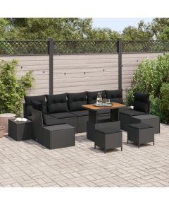 vidaXL Zestaw Sof Ogrodowych 10 Elementów z Poduszkami Czarny Polirattan Akacja, vidaXL Sofa ogrodowa 2-osobowa z miejscem na przechowanie i poduszkami Czarny Polirattan, vidaXL Zestaw do jadalni 3-elementowy z poduszkami Czarny Polirattan Akacja Dārza mēbeļu komplekti