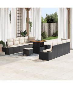 vidaXL 11 Częściowy Zestaw Sofy Ogrodowej z Poduszkami Czarny Polirattan Akacja, vidaXL 2-osobowa Sofa Ogrodowa z Przechowywaniem i Poduszkami Czarny Polirattan, vidaXL 3 Częściowy Zestaw Do Jadalni z Poduszkami Czarny Polirattan Akacja Dārza mēbeļu komplekti