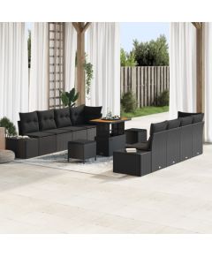 Zestaw Sof Ogrodowych vidaXL 11 Elementów z Poduszkami Czarny Polirattan Akacja, Zestaw Sof Ogrodowych vidaXL 2-osobowy z Miejscem na Przechowywanie i Poduszkami Czarny Polirattan, Zestaw Jadalny vidaXL 3 Elementy z Poduszkami Czarny Polirattan Akacja Dārza mēbeļu komplekti