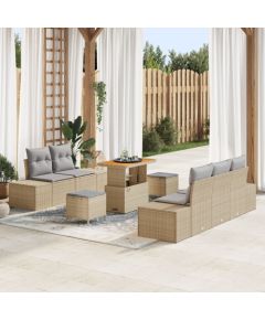 Zestaw 8-elementowy sofa ogrodowa vidaXL z poduszkami Beżowy Rattan, Dwuosobowa sofa ogrodowa vidaXL z miejscem do przechowywania i poduszkami Beżowy Rattan, 3-elementowy zestaw obiadowy ogrodowy vidaXL z poduszkami Beżowy Rattan Dārza mēbeļu komplekti