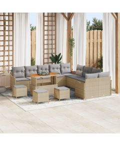 vidaXL 13-częściowy zestaw sof ogrodowych z poduszkami Beżowy Polirattan Akacja, vidaXL 2-osobowa sofa ogrodowa z miejscem na przechowywanie i poduszkami Beżowy Polirattan, vidaXL 3-częściowy zestaw obiadowy ogrodowy z poduszkami Beżowy Polirattan Dārza mēbeļu komplekti