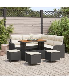 Vidaxl 8-częściowy zestaw sof ogrodowych z poduszkami Czarny Polirattan Akacja, Sofa ogrodowa dla dwóch osób z miejscem do przechowywania i poduszkami Czarny Polirattan, 3-częściowy zestaw jadalny z poduszkami Czarny Polirattan Akacja Dārza mēbeļu komplekti