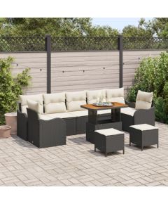 Vidaxl Zestaw 10 Częściowy Sofa Ogrodowa z Poduszkami Czarny Rattan Akacja, Sofa Ogrodowa 2-osobowa z Miejscem do Przechowywania i Poduszkami Czarny Rattan, Zestaw Do Jedzenia w Ogrodzie 3 Częściowy z Poduszkami Czarny Rattan Akacja Dārza mēbeļu komplekti