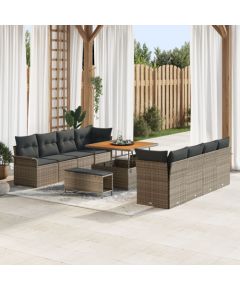 vidaXL Zestaw 11-częściowej sofy ogrodowej z poduszkami Szary Polirattan Akacja, vidaXL 2-osobowa sofa ogrodowa z schowkiem i poduszkami Szary Polirattan, vidaXL Zestaw do jedzenia w ogrodzie 3-częściowy z poduszkami Szary Polirattan Akacja Dārza mēbeļu komplekti