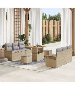 Zestaw Sof Ogrodowych vidaXL w 9 Części z Poduszkami Beżowy Poli Rattan Akacja, Sofa Ogrodowa vidaXL dla 2 Osób z Schowkiem i Poduszkami Beżowy Poli Rattan, Zestaw Ogrodowy vidaXL w 3 Części z Poduszkami Beżowy Poli Rattan Akacja Dārza mēbeļu komplekti