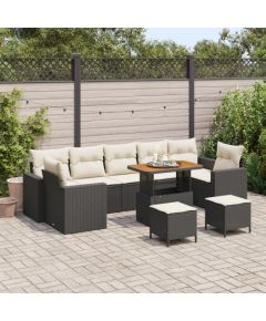 vidaXL 10 Częściowy Zestaw Kanap Ogrodowych z Poduszkami Czarny Poly Rattan Akacja, vidaXL 3 Częściowy Zestaw Jadalniany Ogrodowy z Poduszkami Czarny Poly Rattan Akacja Dārza mēbeļu komplekti