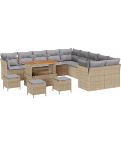 vidaXL 14-Częściowy Zestaw Sof Ogrodowych z Poduszkami Beżowy Polirattan Akacja, vidaXL 4-Częściowy Zestaw Jadalny Ogrodowy z Poduszkami Beżowy Polirattan Akacja Dārza mēbeļu komplekti