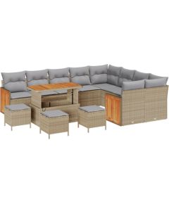 vidaXL Zestaw ogrodowy 13-częściowy z poduszkami Beżowy Polirattan Akacja, vidaXL Zestaw ogrodowy 4-częściowy z poduszkami Beżowy Polirattan Akacja, vidaXL Dwuosobowa sofa ogrodowa z poduszkami Beżowy Polirattan Dārza mēbeļu komplekti