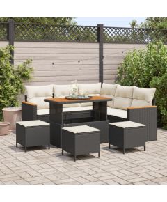 vidaXL 8 Częściowy Zestaw Sof Ogrodowych z Poduszkami Czarnego Polirattanu, vidaXL 3 Częściowy Zestaw Jadalny Ogrodowy z Poduszkami Czarnego Polirattanu Dārza mēbeļu komplekti