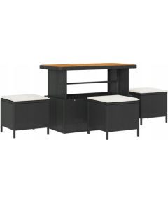 vidaXL 10-częściowy zestaw ogrodowy z poduszkami czarny polirattan akacja, vidaXL Dwuosobowa sofa ogrodowa z poduszkami czarny polirattan, vidaXL 4-częściowy zestaw ogrodowy z poduszkami czarny polirattan akacja Dārza mēbeļu komplekti