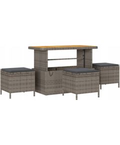 Zestaw sofy ogrodowej vidaXL 10 elementów z poduszkami Szary Polirattan Akacja, Zestaw sofy ogrodowej vidaXL 2-osobowej z poduszkami Szary Polirattan, Zestaw jadalny ogrodowy vidaXL 4-elementowy z poduszkami Szary Polirattan Akacja Dārza mēbeļu komplekti