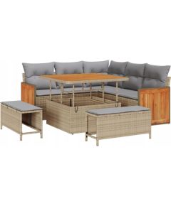 vidaXL 8-częściowy zestaw sofy ogrodowej z poduszkami beżowy z polirattanu akacjowego, vidaXL 2-osobowa sofa ogrodowa z poduszkami beżowa z polirattanu, vidaXL 3-częściowy zestaw do jadalni ogrodowej z poduszkami beżowy z polirattanu akacjowego Dārza mēbeļu komplekti