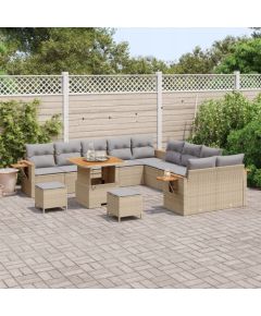 vidaXL 13-częściowy zestaw kanap ogrodowych z poduszkami beżowy polirattan akacja, vidaXL 3-częściowy zestaw do jadalni ogrodowej z poduszkami beżowy polirattan akacja Dārza mēbeļu komplekti