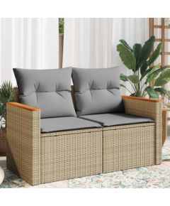 Zestaw ogrodowy vidaXL 8 części z poduszkami Beżowy Polirattan Akacja, Zestaw do jadalni ogrodowej vidaXL 3 części z poduszkami Beżowy Polirattan Akacja Dārza mēbeļu komplekti