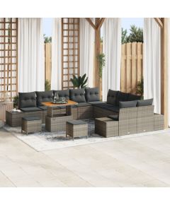 Zestaw sofy ogrodowej vidaXL z 13 elementami i poduszkami Szary Polirattan Akacja, Zestaw sofy ogrodowej vidaXL z 2 miejscami i poduszkami Szary Polirattan, Zestaw jadalny ogrodowy vidaXL z 3 elementami i poduszkami Szary Polirattan Akacja Dārza mēbeļu komplekti