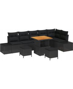Zestaw sof ogrodowych vidaXL 9 częściowy z poduszkami Czarny Polirattan Akacja, Zestaw sof ogrodowych vidaXL 2-osobowy z poduszkami Czarny Polirattan, Zestaw do jedzenia ogrodowego vidaXL 3 częściowy z poduszkami Czarny Polirattan Akacja Dārza mēbeļu komplekti