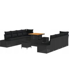 vidaXL Zestaw 11 Częściowych Sof Ogrodowych z Poduszkami Czarny Rattan Akacja, vidaXL 2-osobowa Sofa Ogrodowa z Poduszkami Czarny Rattan, vidaXL Zestaw 3 Częściowy Jadalny z Poduszkami Czarny Rattan Akacja Dārza mēbeļu komplekti