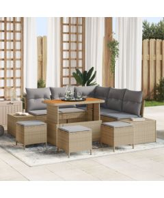 Zestaw Sofy Ogrodowej vidaXL 8-częściowy Z Poduszkami Beżowy Polirattan Akacja, Zestaw Sofy Ogrodowej vidaXL 2-osobowej Z Poduszkami Beżowy Polirattan, Zestaw Do Jadalni Ogrodowej vidaXL 3-pc Z Poduszkami Beżowy Polirattan Akacja Dārza mēbeļu komplekti