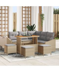 vidaXL 8-częściowy zestaw sof ogrodowych z poduszkami Beżowy Poli Rattan Akacja, vidaXL Sofa dla 2 osób z poduszkami Beżowy Poli Rattan, vidaXL 3-częściowy zestaw jadalny ogrodowy z poduszkami Beżowy Poli Rattan Akacja Dārza mēbeļu komplekti