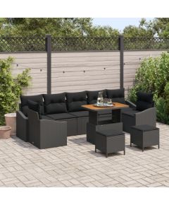 Zestaw Sofy Ogrodowej vidaXL 10 Części z Poduszkami Czarny Rattan Poli Akacja, Zestaw Sofy Ogrodowej vidaXL 2-osobowej z Poduszkami Czarny Rattan Poli, Zestaw Jadalny Ogrodowy vidaXL 3 Części z Poduszkami Czarny Rattan Poli Akacja Dārza mēbeļu komplekti