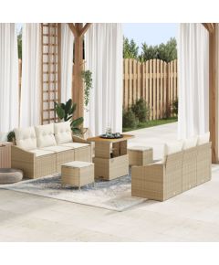 vidaXL Zestaw 9-częściowy do ogrodu z poduszkami Beżowy Polirattan, vidaXL Sofa ogrodowa 2-osobowa z poduszkami Beżowy Polirattan, vidaXL Zestaw do ogrodowej jadalni 3-częściowy z poduszkami Beżowy Polirattan Dārza mēbeļu komplekti