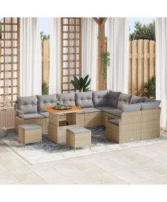 vidaXL 12-częściowy zestaw sofy ogrodowej z poduszkami Beżowy Polirattan Akacja, vidaXL 3-częściowy zestaw obiadowy ogrodowy z poduszkami Beżowy Polirattan Akacja, vidaXL 2-osobowa sofa ogrodowa z poduszkami Beżowy Polirattan Dārza mēbeļu komplekti