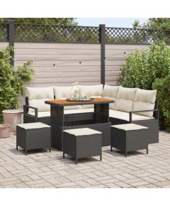 vidaXL Zestaw 9-częściowy sofy ogrodowej z poduszkami Czarny Poli Rattan Akacja, vidaXL Sofa ogrodowa 2-osobowa z poduszkami Czarny Poli Rattan, vidaXL Zestaw jadalny ogrodowy 4-częściowy z poduszkami Czarny Poli Rattan Akacja Dārza mēbeļu komplekti