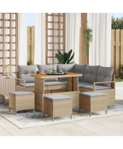vidaXL Zestaw 8-osobowej sofy ogrodowej z poduszkami Beżowy Rattan Akacja, vidaXL Sofa ogrodowa 2-osobowa z poduszkami Beżowy Rattan, vidaXL Zestaw jadalny ogrodowy 3-osobowy z poduszkami Beżowy Rattan Akacja Dārza mēbeļu komplekti