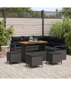 vidaXL 8-częściowy zestaw sof ogrodowych z poduszkami Czarny Poli Rattan Akacja, vidaXL 2-osobowa sofa ogrodowa z poduszkami Czarny Poli Rattan, vidaXL 3-częściowy zestaw do jadalni ogrodowej z poduszkami Czarny Poli Rattan Akacja Dārza mēbeļu komplekti