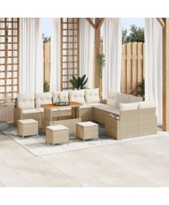vidaXL 13-częściowy zestaw sof ogrodowych z poduszkami beżowy polirattan akacja, vidaXL Sofa ogrodowa dla dwóch osób z poduszkami beżowy polirattan, vidaXL 3-częściowy zestaw jadalny ogrodowy z poduszkami beżowy polirattan akacja Dārza mēbeļu komplekti
