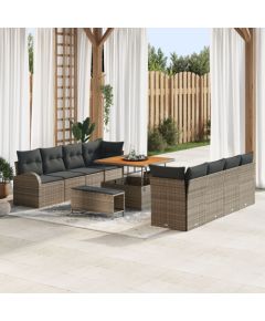 vidaXL 11-częściowy zestaw sof ogrodowych z poduszkami Szary Poli Rattan Akacja, vidaXL 2-osobowa sofa ogrodowa z poduszkami Szary Poli Rattan, vidaXL 3-częściowy zestaw jadalny ogrodowy z poduszkami Szary Poli Rattan Akacja Dārza mēbeļu komplekti