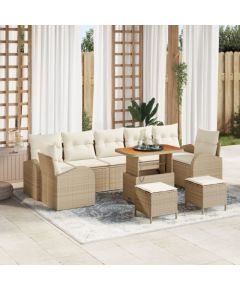 Zestaw Sofy Ogrodowej vidaXL 10 Elementów z Poduszkami Beżowy Polirattan Akacja, Zestaw Sofy Ogrodowej vidaXL 2-Osobowej z Poduszkami Beżowy Polirattan, Zestaw Do Jadalni Ogrodowej vidaXL 3 Elementy z Poduszkami Beżowy Polirattan Akacja Dārza mēbeļu komplekti