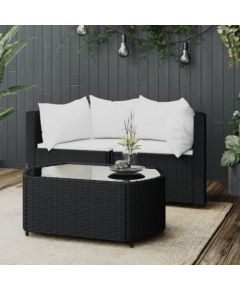 vidaXL 10-częściowy zestaw sofy ogrodowej z poduszkami czarny polirattan akacja, vidaXL sofa dwuosobowa z poduszkami czarny polirattan, vidaXL 3-częściowy zestaw jadalny ogrodowy z poduszkami czarny polirattan akacja Dārza mēbeļu komplekti