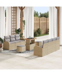 vidaXL 10-elementowy zestaw sof ogrodowych z poduszkami Beżowy poli rattan akacja, vidaXL Sofa ogrodowa 2-osobowa z poduszkami Beżowa poli rattan, vidaXL 3-elementowy zestaw do jadalni ogrodowej z poduszkami Beżowy poli rattan akacja Dārza mēbeļu komplekti