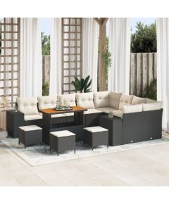 vidaXL Zestaw sofy ogrodowej  Zestaw 5 części Czarny Rattan Duży Dārza mēbeļu komplekti